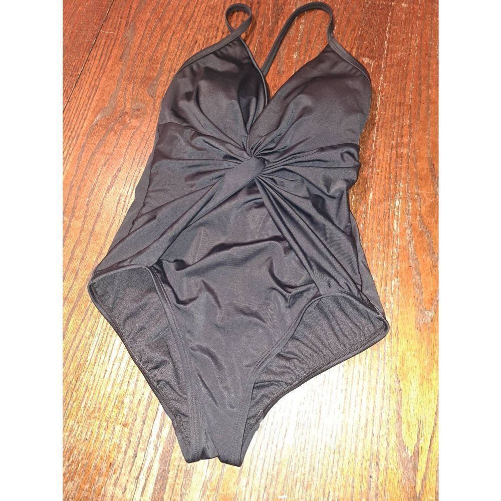 Small Time and Tru Black Adjustable Criss Cross Strap Swimsuit Bathing Suit